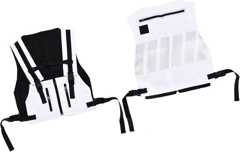 cheekyglo Cycling Reflective Vest, Zipper Pocket Waterproof High Visibility Reflective Running Vest for Running, Cycling(White) - Image 5