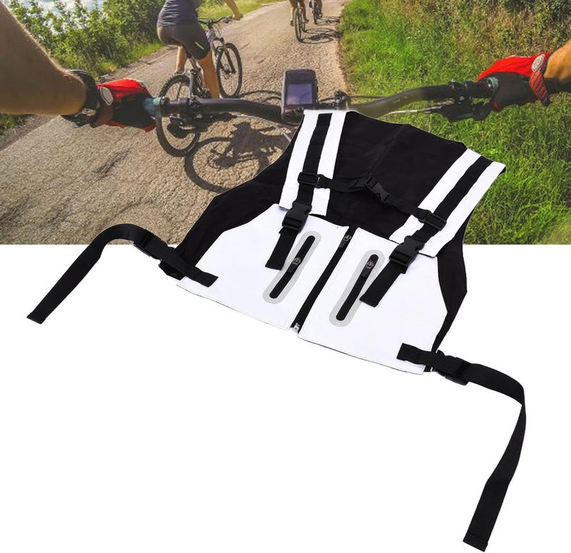 cheekyglo Cycling Reflective Vest, Zipper Pocket Waterproof High Visibility Reflective Running Vest for Running, Cycling(White) - Image 2
