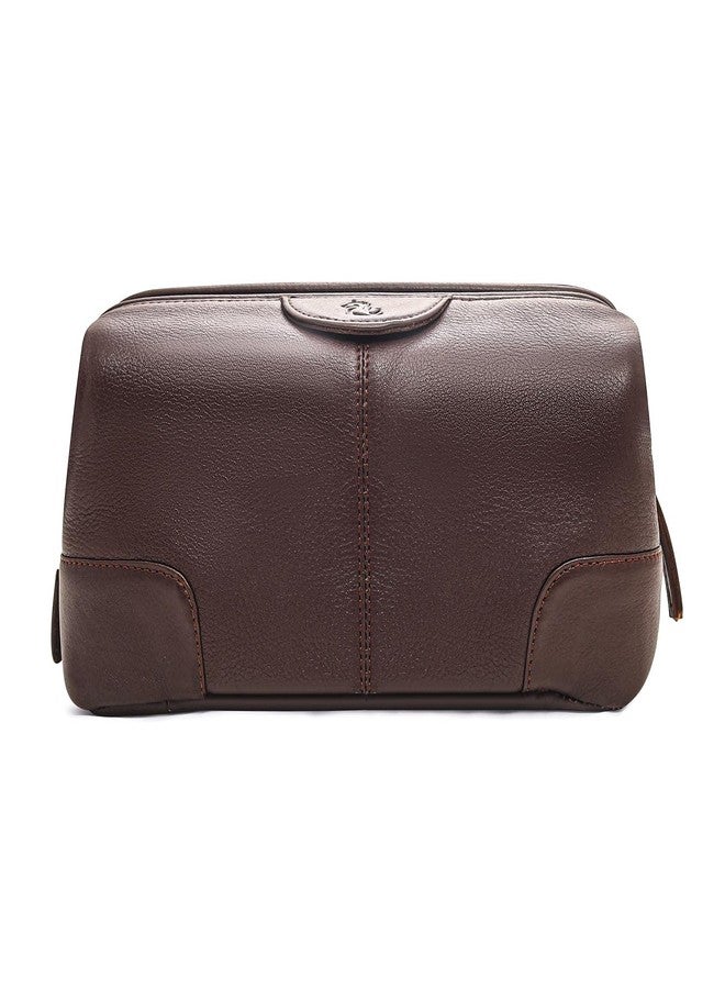 Kara Obama Tan Leather Toiletry Bag Men & Women | Multipurpose Travel Organizer Pouch | Shaving Kit Bag Men | Makeup Cosmetic Pouch Women | Waterproof Toiletries Kit for Travel - Image 1