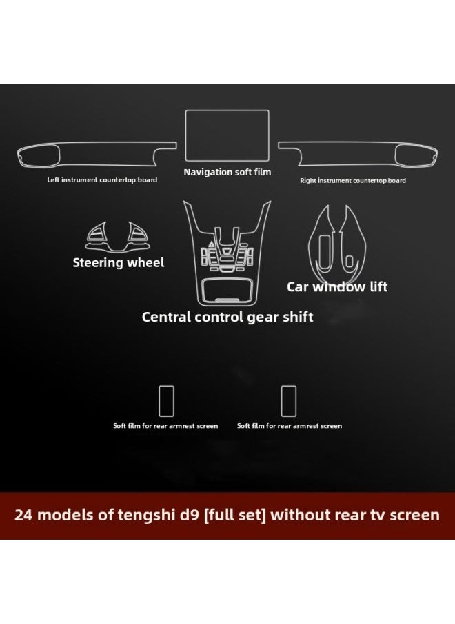 Generic - 22-24 Dengshi D9 Special Interior Film Center Console Film Interior Screen Protective Film Interior Supplies Modification-Color:24 Models Of Tengshi D9_full Set Of Tpu Soft Film (soft Film Without Screen) - Image 1