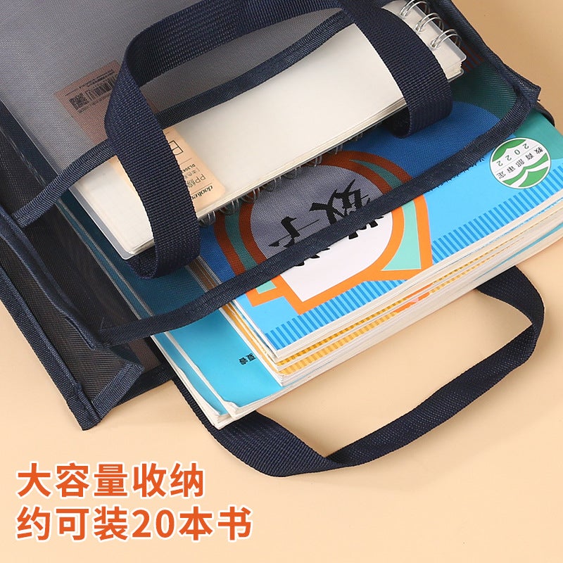 Korean Hj-888-A4 Handheld Tule Bag Subject Classification Storage Bag Vintage Mesh Book Bag Thickened File Bag - Image 5
