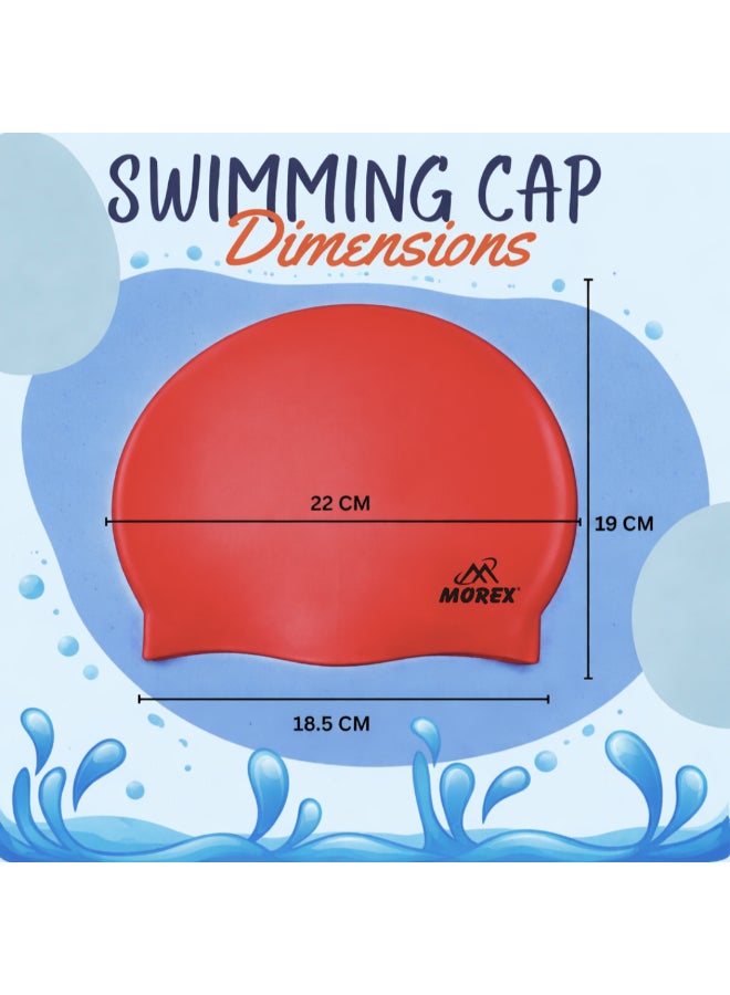 ELAN Morex Premium Silicone Swim Cap - Red- High-Elasticity Waterproof Swimming Cap for Adults & Teens, Snug Fit for Long & Short Hair, Professional Racing & Swim Cap - Image 5