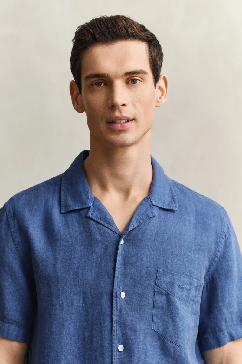 غانت Regular Gmnt Dyed Linen Short SleeveCamp Shirt