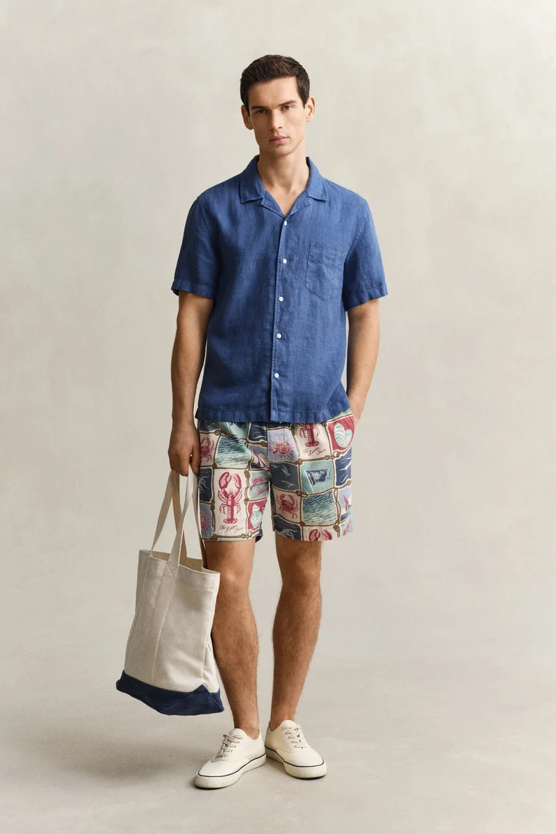 GANT  Regular Gmnt Dyed Linen Short SleeveCamp Shirt for Men | Best Price UAE