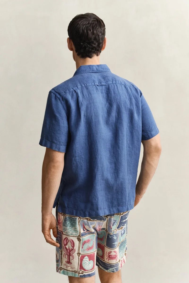 GANT  Regular Gmnt Dyed Linen Short SleeveCamp Shirt for Men | Best Price UAE