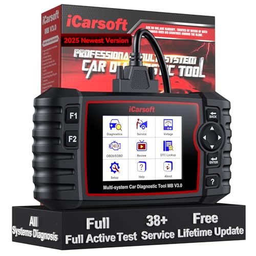 iCarsoft MB V30 Bidirectional Diagnostic Tool for MercedesBenzSprinterSmartMaybach 38 Service All Systems OBD2 Scanner Quick Scan Battery Test Full Actuation Test Auto VIN Free Lifetime Update