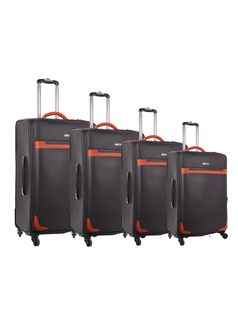 بارا جون Prime Luxe 4-Piece Leather Luggage Set – Durable 4-Wheel Spinner Suitcases with Grab Handle – Lightweight Travel Bags in Brown – Stylish and Reliable