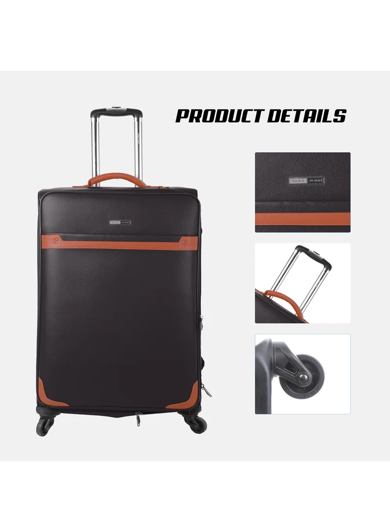 بارا جون Prime Luxe 4-Piece Leather Luggage Set – Durable 4-Wheel Spinner Suitcases with Grab Handle – Lightweight Travel Bags in Brown – Stylish and Reliable