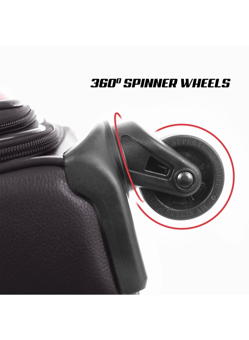 PARAJOHN طقم حقائب سفر جلدية برايم لوكس 4 قطع - حقائب دوارة 4 عجلات متينة مع مقبض حمل - حقائب سفر خفيفة الوزن باللون البني - أنيقة وموثوقة - Image 3