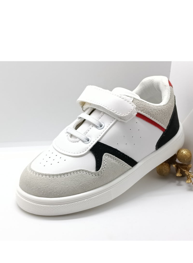 حذاء كاجوال فلات سنيكرز للأطفال – ابيض & احمر - Image 1