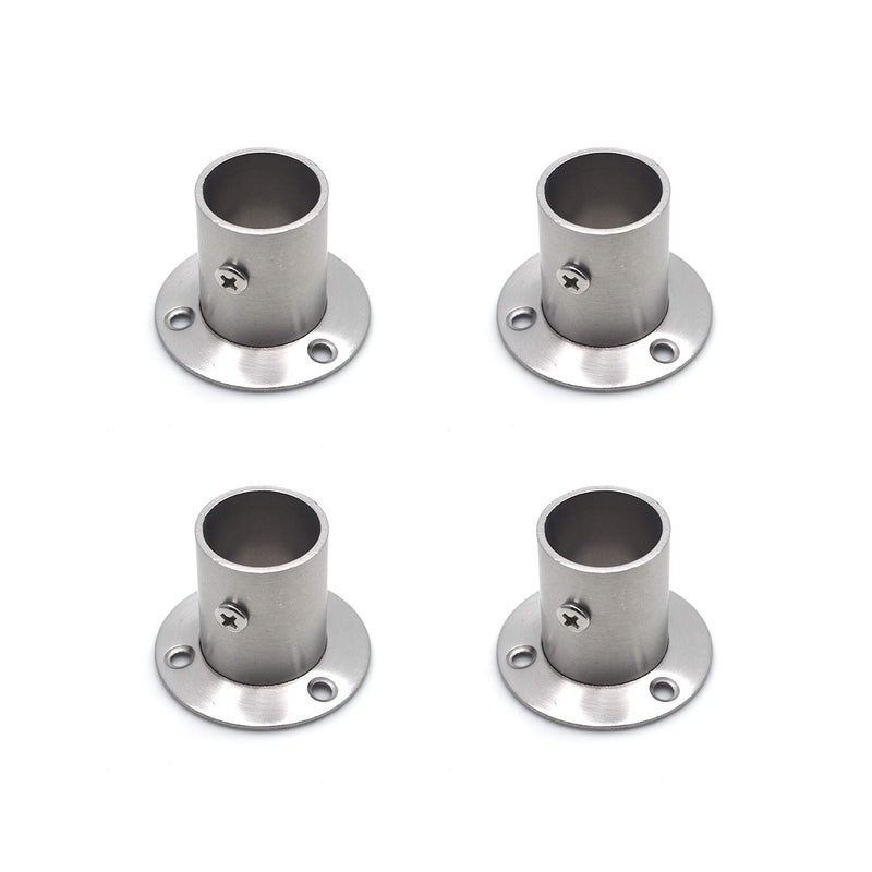 Geesatis 4Pcs Total Height 1.54"" Fit Diameter 1.0"" Pipes High Flange Holder Rod Stainless Steel For Wardrobe Ceiling Mounting Bracket With Screws - Image 1