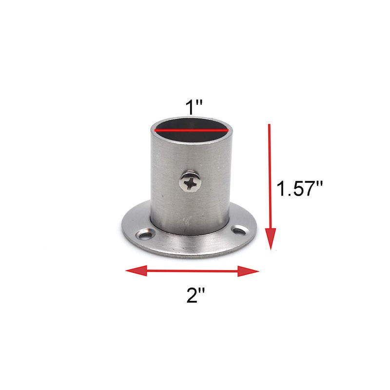Geesatis 4Pcs Total Height 1.54"" Fit Diameter 1.0"" Pipes High Flange Holder Rod Stainless Steel For Wardrobe Ceiling Mounting Bracket With Screws - Image 2