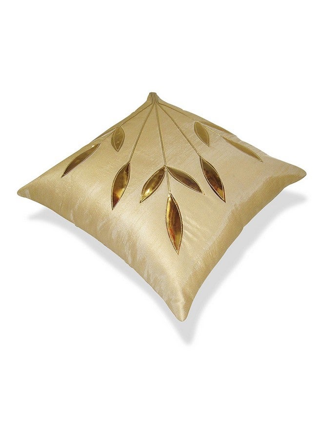 Urvaan Golden Floral Cushion Covers, 16x16 Inch, Cream Beige, Set of 5 - Image 3