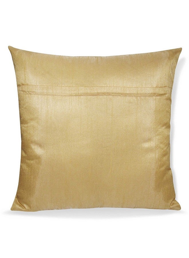 Urvaan Golden Floral Cushion Covers, 16x16 Inch, Cream Beige, Set of 5 - Image 4