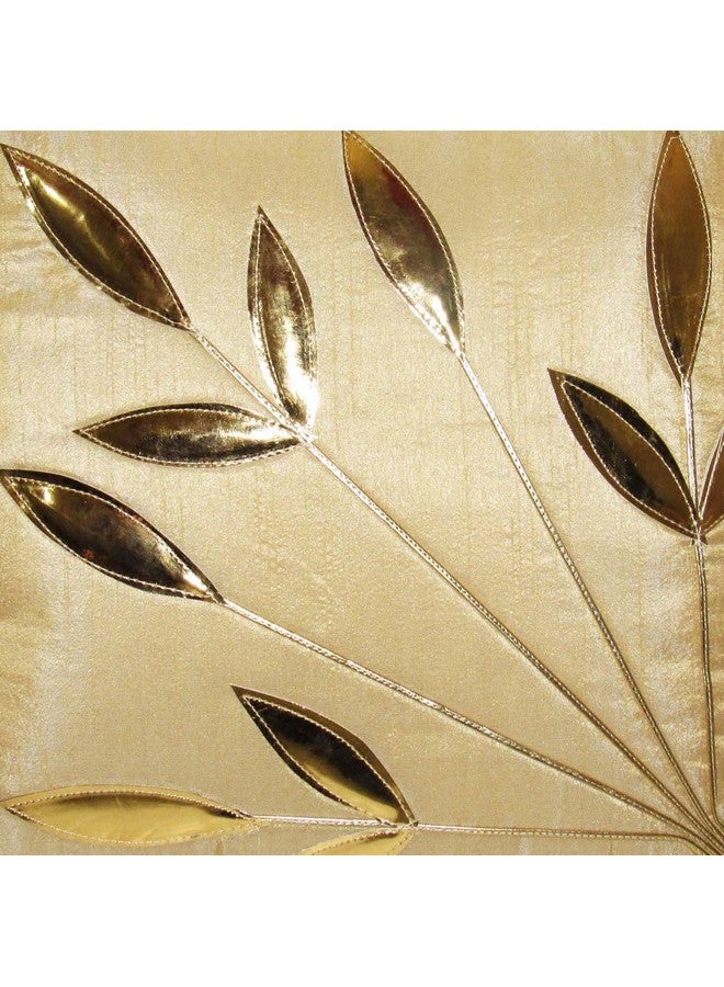 Urvaan Golden Floral Cushion Covers, 16x16 Inch, Cream Beige, Set of 5 - Image 5