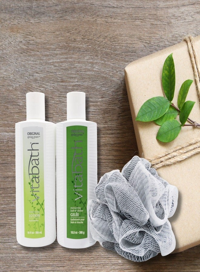 Vitabath Original Spring Green Everyday Skincare Set Moisturizing Shower Gel Wash, Reviving Lotion & Exfoliating Body Scrubber Pouf - Intoxicating Foam Cleanser & Dry Skin Hydration for Women & Men - Image 5