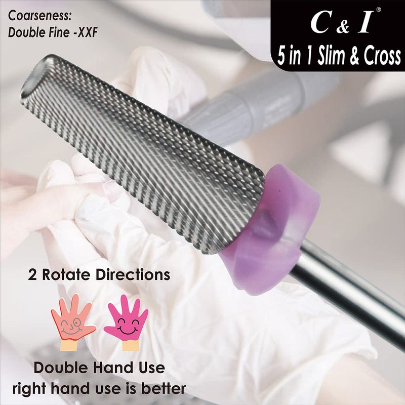 C & I بت حفر الأظافر 5 في 1 من C & I، إصدار كروس و سليم، حفر أظافر احترافي لآلة حفر الأظافر الكهربائية (دبل فاين - XXF) - Image 3