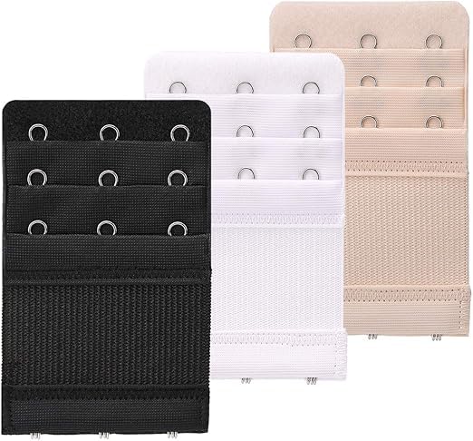 SEFLICA® 3 Pieces Bra Extenders for Women – 3 Hook Bra Extenders For Women, Comfortable Stretchy Bra Extension Straps | Adjustable Bra Back Band Extender for Tight Bras | Black, White & Nude - Image 1