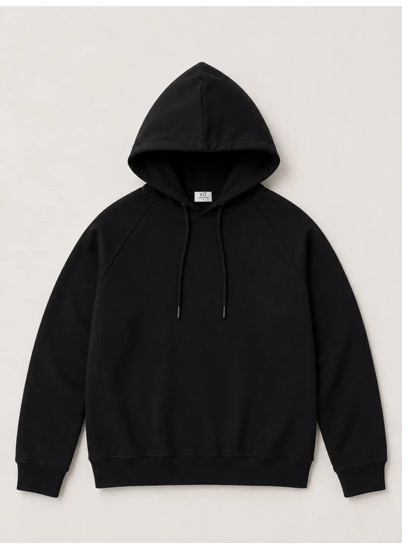 Victor And Jane Women's Black Hooded Sweatshirt - 100% Cotton Fleece
