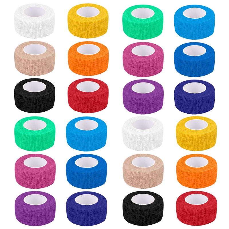 Mooerca 24 Pack Self Adherent Cohesive Wrap Bandages 1 Inches X 5 Yards, First Aid Tape, Elastic Self Adhesive Tape, Athletic, Sports wrap Tape, Bandage Wrap for Sports, Wrist, Ankle (Rainbow Color) - Image 1