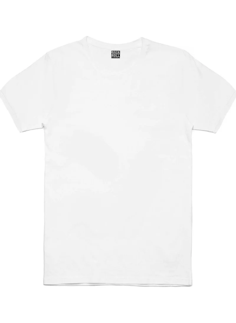 Rock&Roll Plain Unprinted Basic White Short Sleeve T-Shirt