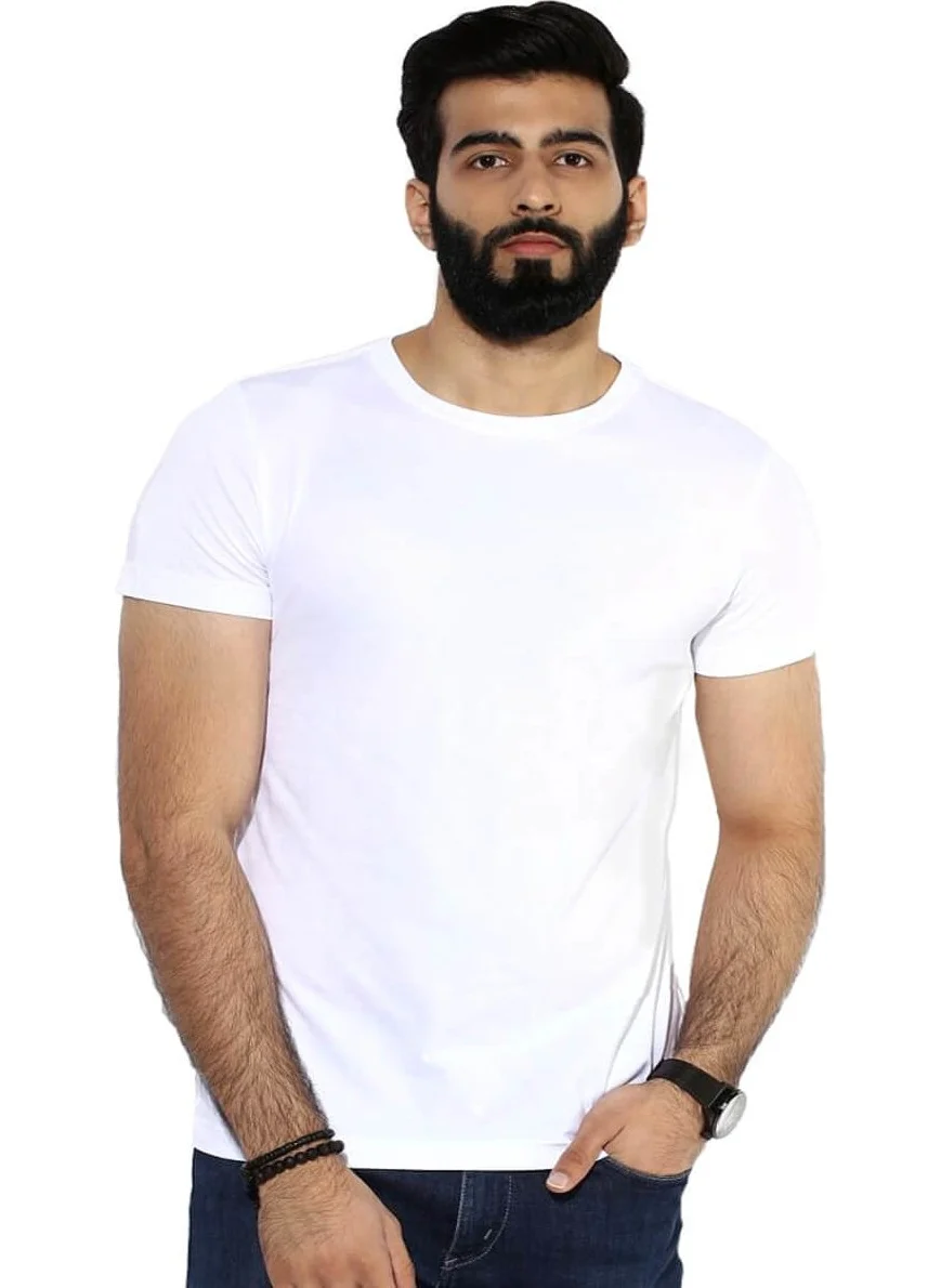 Rock&Roll Plain Unprinted Basic White Short Sleeve T-Shirt