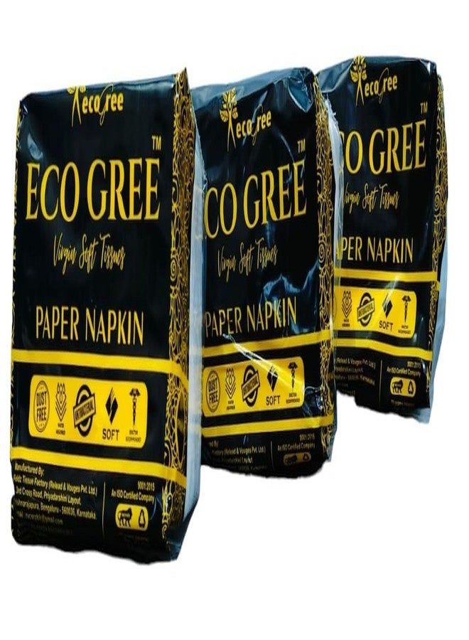 Eco Gree Tissue Paper Napkins 50 pcs Each For Home Kitchen Office Café Pack of 3 - Image 1