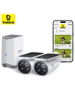 Baseus S1 Pro Outdoor Wireless Security Camera with Solar Panel & Auto Tilt, 3K Ultra HD, 145° Wide View, IP67 Waterproof, Color Night Vision, 16GB Storage, Supports Up to 16TB, Motion Detection, 2-Way Audio, 2-Camera Kit for Home & Outdoor Surveillance  - Image 1