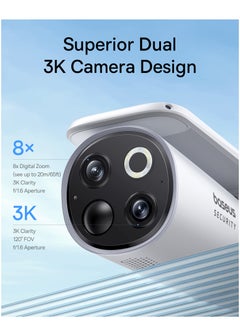 Baseus S1 Pro Outdoor Wireless Security Camera with Solar Panel & Auto Tilt, 3K Ultra HD, 145° Wide View, IP67 Waterproof, Color Night Vision, 16GB Storage, Supports Up to 16TB, Motion Detection, 2-Way Audio, 2-Camera Kit for Home & Outdoor Surveillance  - Image 3