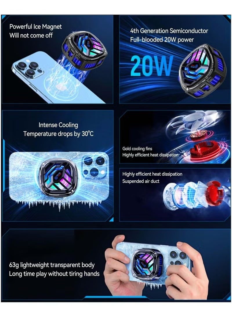 TIGER Cell Phone Cooler with Semiconductor Cooling Chip & RGB Lights – Fast Cooling Fan for Gaming & Streaming, Universal Smartphone Fit, USB Powered, Ultra-Quiet Operation, Lightweight & Portable Heat Dissipator for Long Play Sessions & Heavy App Use  - Image 4