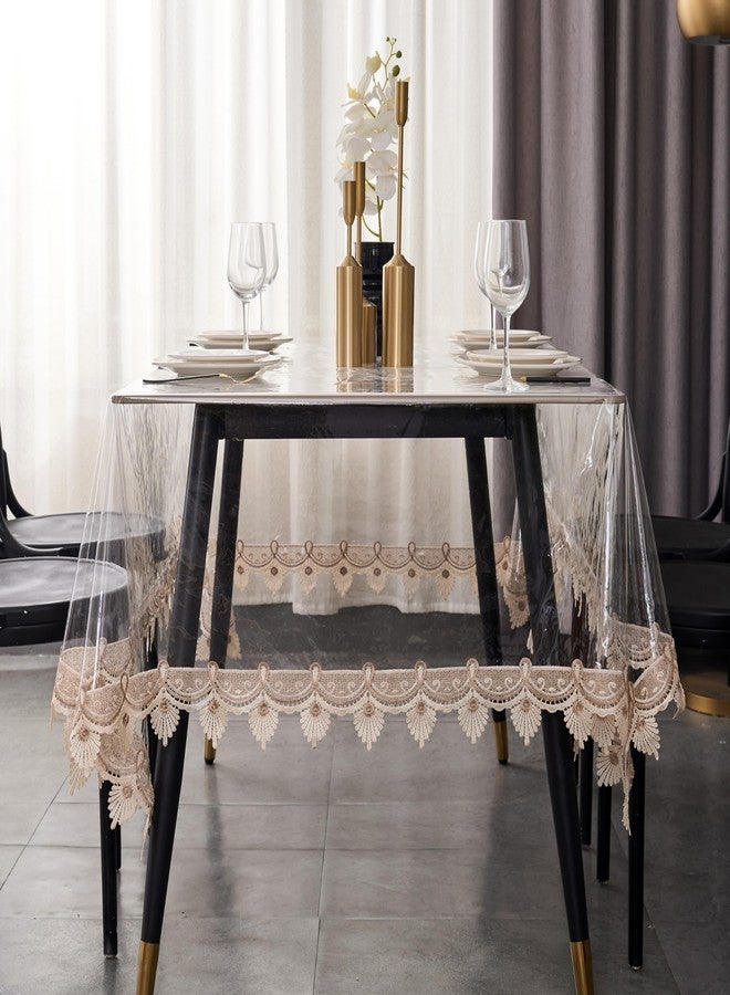 Pioggia غطاء طاولة من الفينيل الشفاف، مقاوم للماء والزيوت، مصنوع من مادة PVC، غطاء طاولة شفاف (مستطيل 60 بوصة × 84 بوصة) - Image 4