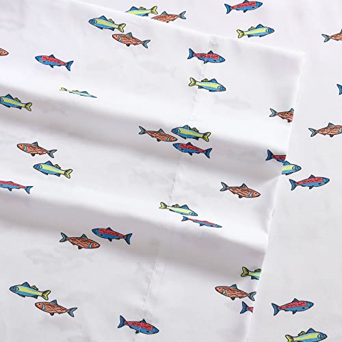Eddie Bauer Kids - Queen Sheets, Stain-Resistant Toddler Bedding with Matching Sham(s), Super Soft, Ideal Boy Room Essentials (Fish Lake White, Queen) - Image 3