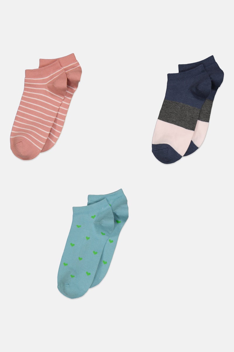 RBX Women 3 Pairs Stripe All Day Socks, Multicolor - Image 2