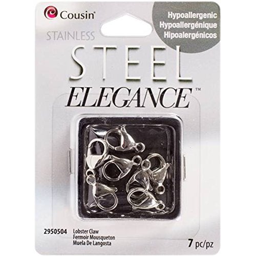 Cousin 15x9mm Stainless Steel Lobster Claw Clasp - 7pc, Silver - Image 3