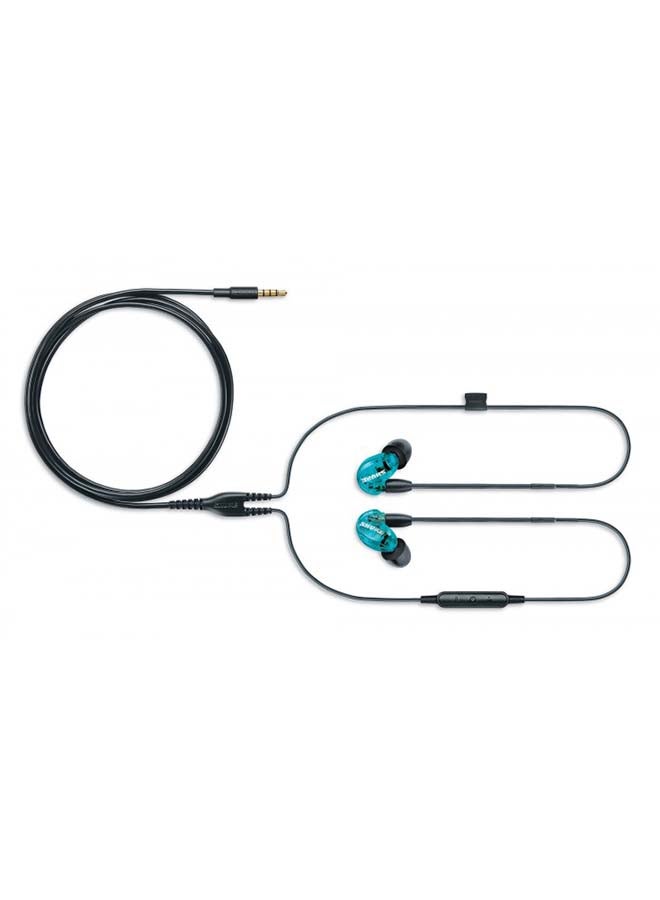 Shure SE215SPE, Professional Sound Isolating Earphones, Noise Reduction, Over Ear, Secure Comfortable Fit, Deep Bass & High-Definition, Blue Blue