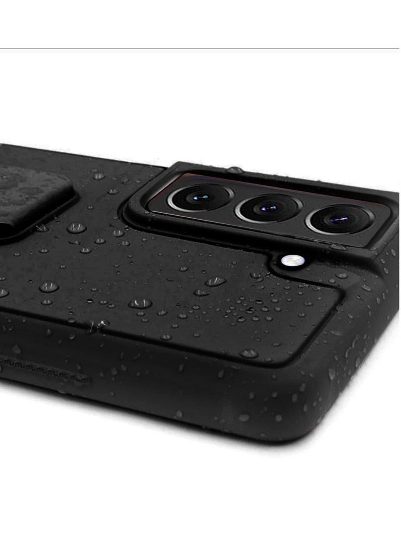 MUNTAQI Premium Quality Silicone Slim PU Leather Kick Back Stand Grip Case Cover with Enhanced Protection of Wrist Strap Hand Band Cover Case for Samsung Galaxy S22 5G (S22 Black) - Image 4