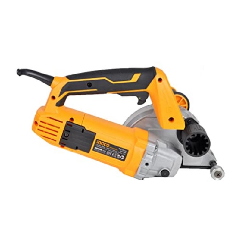 WLC15008 1500W Wall Chaser/Slotter/Grooving Machine with 4 Diamond Blades -125mm, Adjustable Cutting depth-29mm Width 30mm Brick Concrete Cutter for Industrial Building Construction Yellow - Image 2