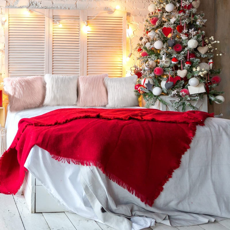 ايرينير Irenare 4 Pack Faux Fur Throw Covers Cover Cushion Cover Cover Fuzzy Case Case Displowcase for Sofa Couch Chair Bed 16 × 16 Inch (Pink White) - Image 5