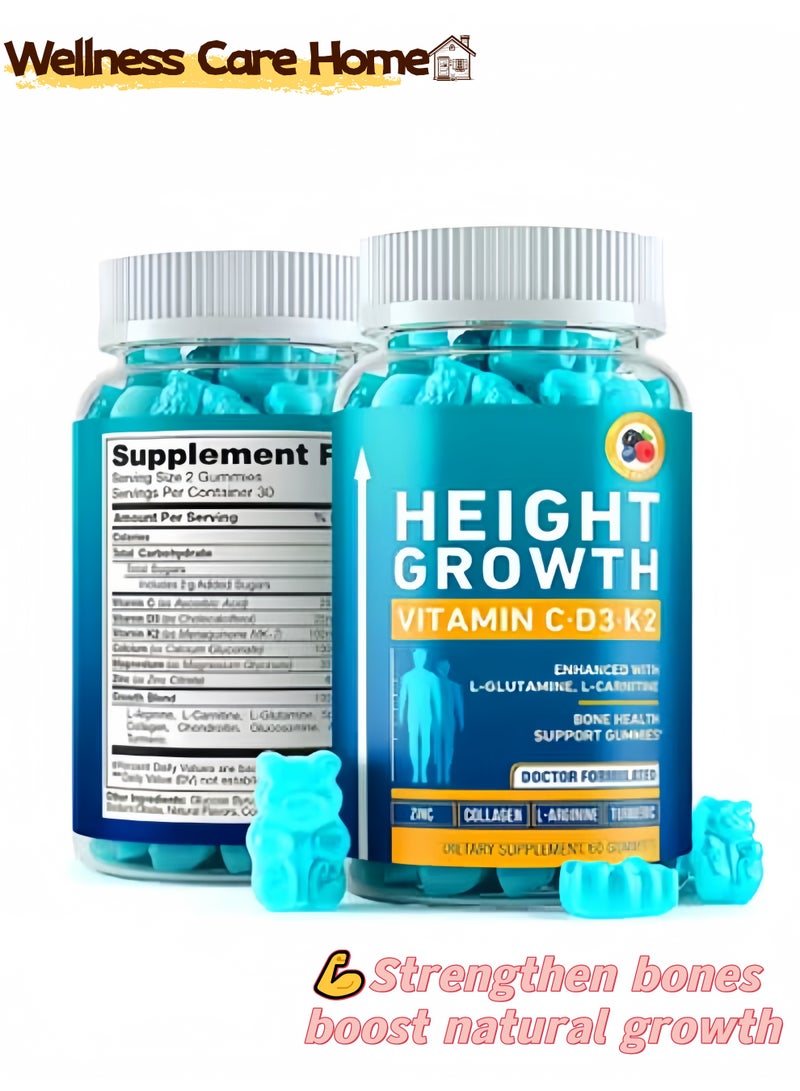 BIYODE ✨Height Growth Support Gummies with Calcium, Vitamin C, D3 & K2 - Natural Bone Strength Supplement for Kids & Teens, 60 Gummies, Supports Healthy Bone Development & Overall Wellness - Image 1