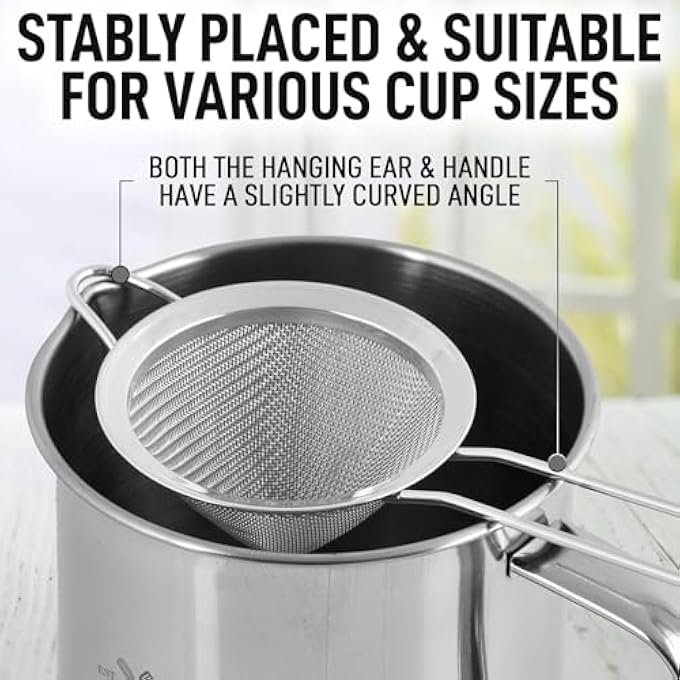Tazweeq 1Pcs Kitchen Stainless Steel Fine Mesh Strainer For Kitchen Sieve Sifters For Food Tea Rice Oil Noodles Fruits Vegetables RustProof Easy To Clean Drink Strainer - Image 4