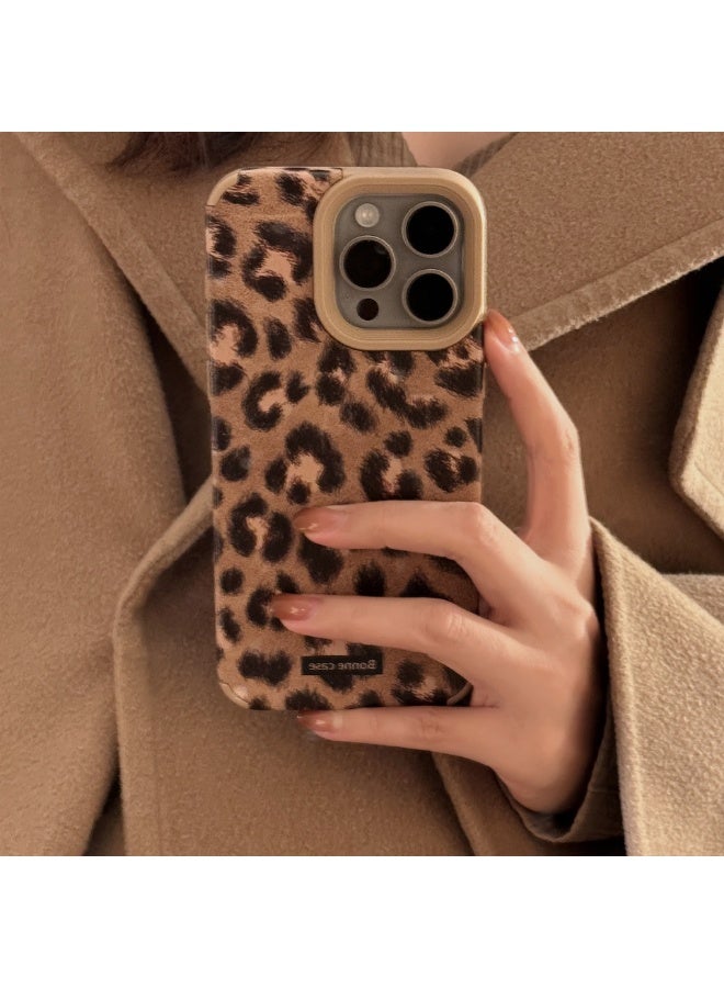 NIBEMINENT Protective TPU Case Cover For iPhone 15 Pro, Brown And Black Leopard Spots