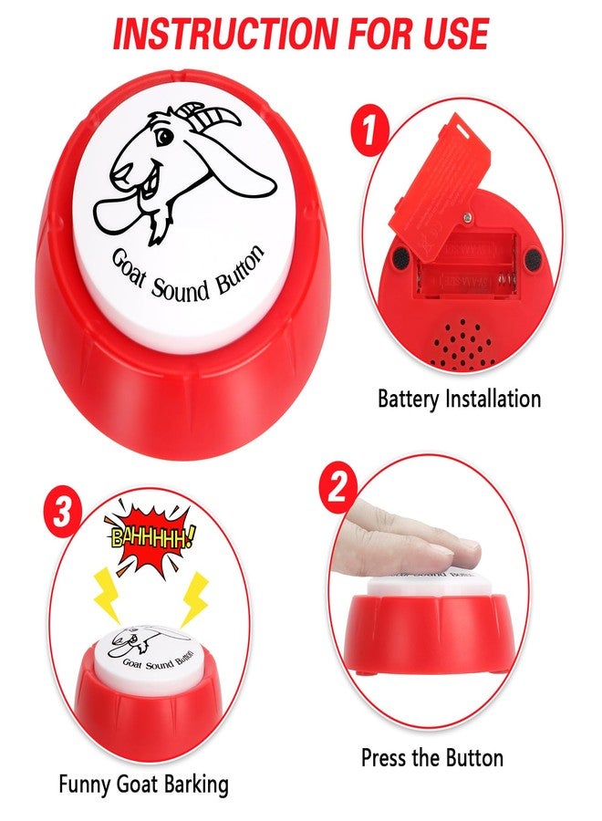 COZYMATE Shrieking Goat Desk Toy Button for Men Women Funny Buttons with Goat Sound Prank White Elephant Gag Gifts for Office (Red, 1P) - Image 3