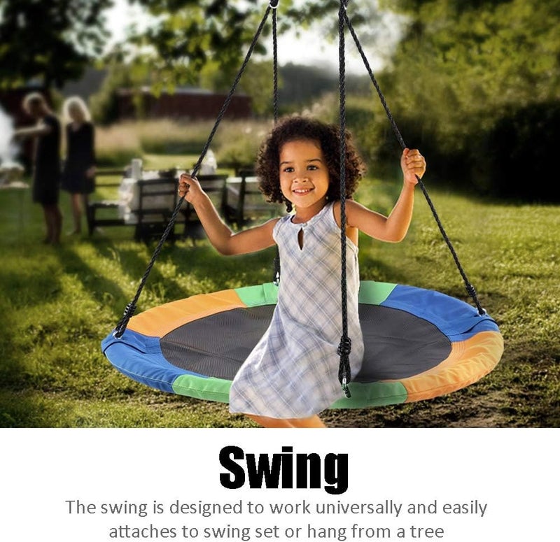 كلاراكو أرجوحة خارجية معلقة على شجرة، مقاس 40 بوصة، أرجوحة على شكل عش، منصة دائرية عملاقة للترفيه للأطفال، مصنوعة من قماش أكسفورد متعدد الألوان 600D - Image 2