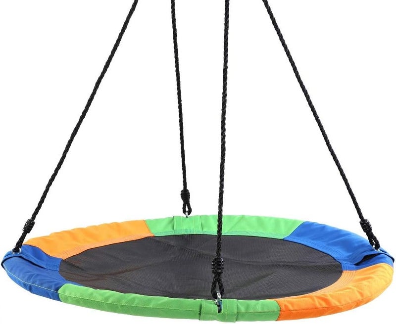 كلاراكو أرجوحة خارجية معلقة على شجرة، مقاس 40 بوصة، أرجوحة على شكل عش، منصة دائرية عملاقة للترفيه للأطفال، مصنوعة من قماش أكسفورد متعدد الألوان 600D - Image 1
