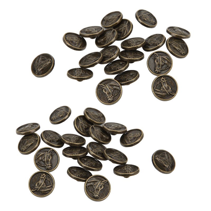 Buttons DIY Antique Bronze Round Engraved Horse Head Zinc Alloy Button Decoration - Image 5