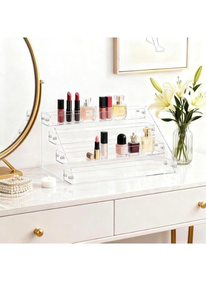 Arabest Acrylic Display Stands, 12 inch 4 Tier Clear Display Shelf, Perfume organizer Stand, Makeup Display Stands, Cupcake Stand Holder, Riser Stand for Figures, Acrylic Shelves for Display - Image 3