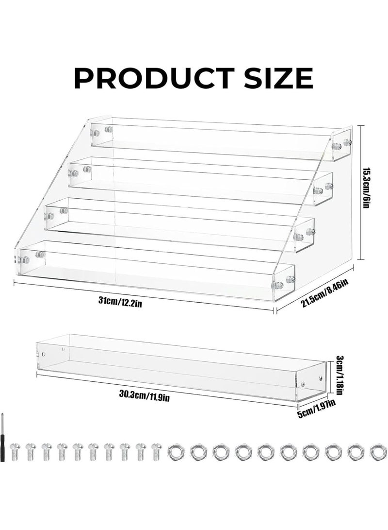 Arabest Acrylic Display Stands, 12 inch 4 Tier Clear Display Shelf, Perfume organizer Stand, Makeup Display Stands, Cupcake Stand Holder, Riser Stand for Figures, Acrylic Shelves for Display - Image 5