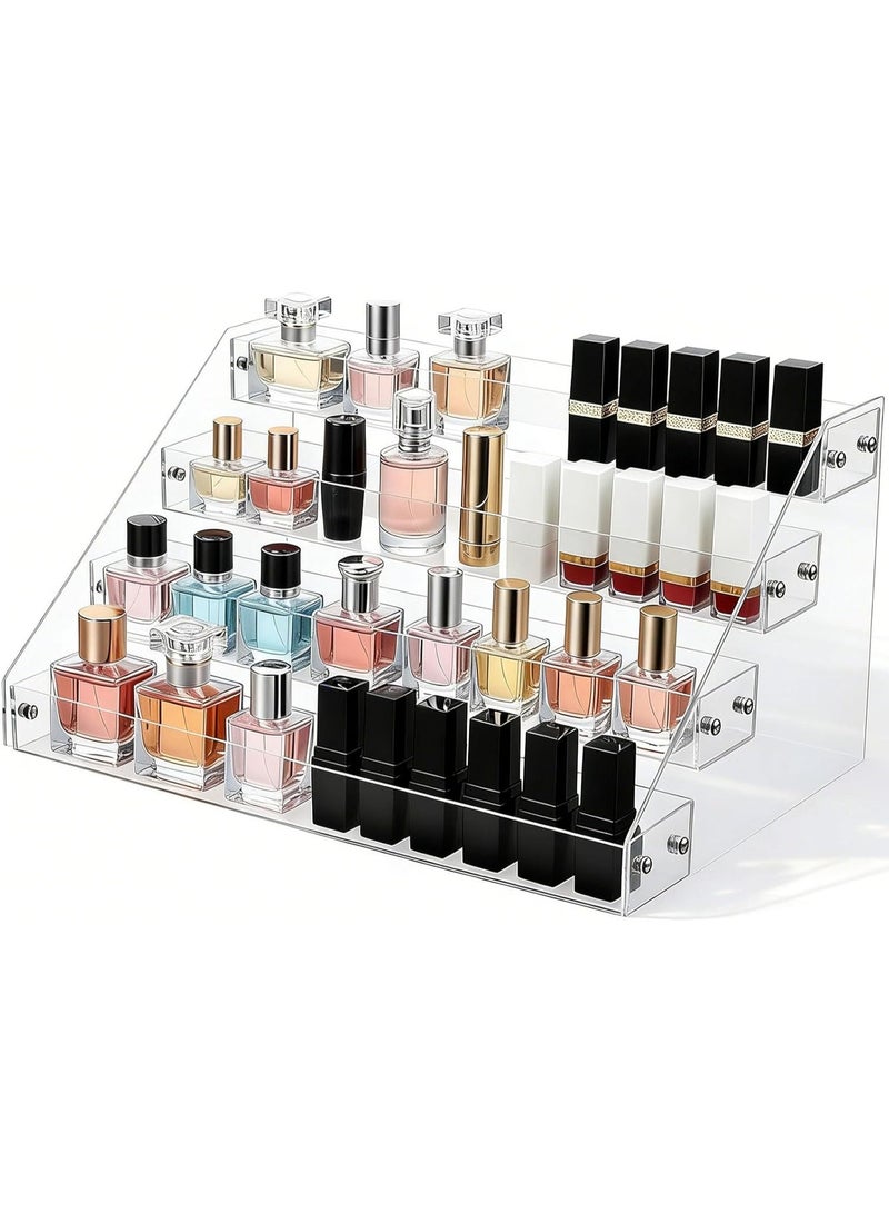 Arabest Acrylic Display Stands, 12 inch 4 Tier Clear Display Shelf, Perfume organizer Stand, Makeup Display Stands, Cupcake Stand Holder, Riser Stand for Figures, Acrylic Shelves for Display - Image 1