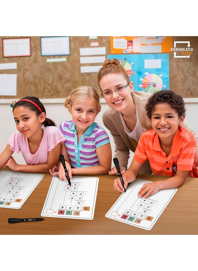 سكريبل دو تمارين القسمة الرياضية، أوراق مسح جافة صغيرة بيضاء مقاس 9 × 12 بوصة، أدوات تعليمية للرياضيات، لوازم رياضيات القسمة الطويلة للصف الثالث، مجموعة من 10 أوراق للفصل الدراسي للمعلمين والطلاب - Image 3