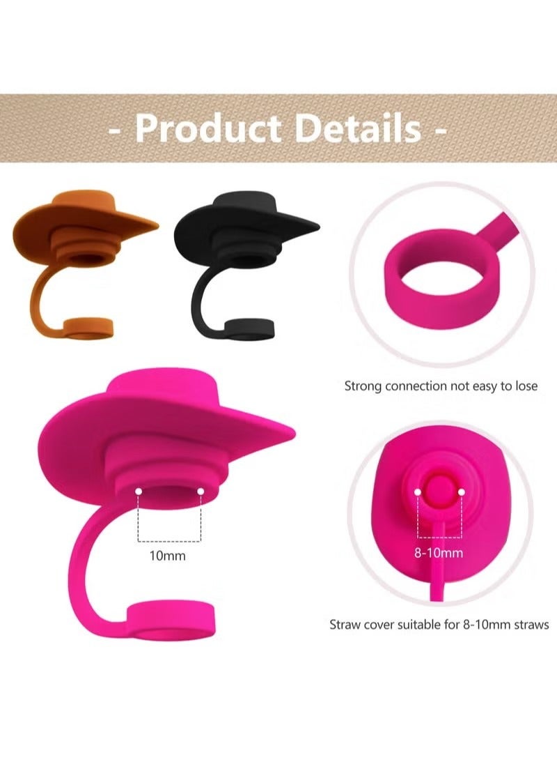 6 قطع غطاء قش لطيف ل 8-10 مم قش ، غطاء غطاء قش لطيف مضحك ، ملحقات الكأس أغطية من القش لستانلي ، غطاء رعاة البقر سدادات القش حامي ملحقات الشرب القابلة لإعادة الاستخدام - Image 2